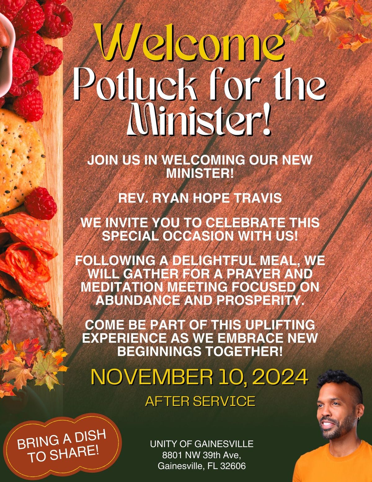 Welcome the Minister Potluck