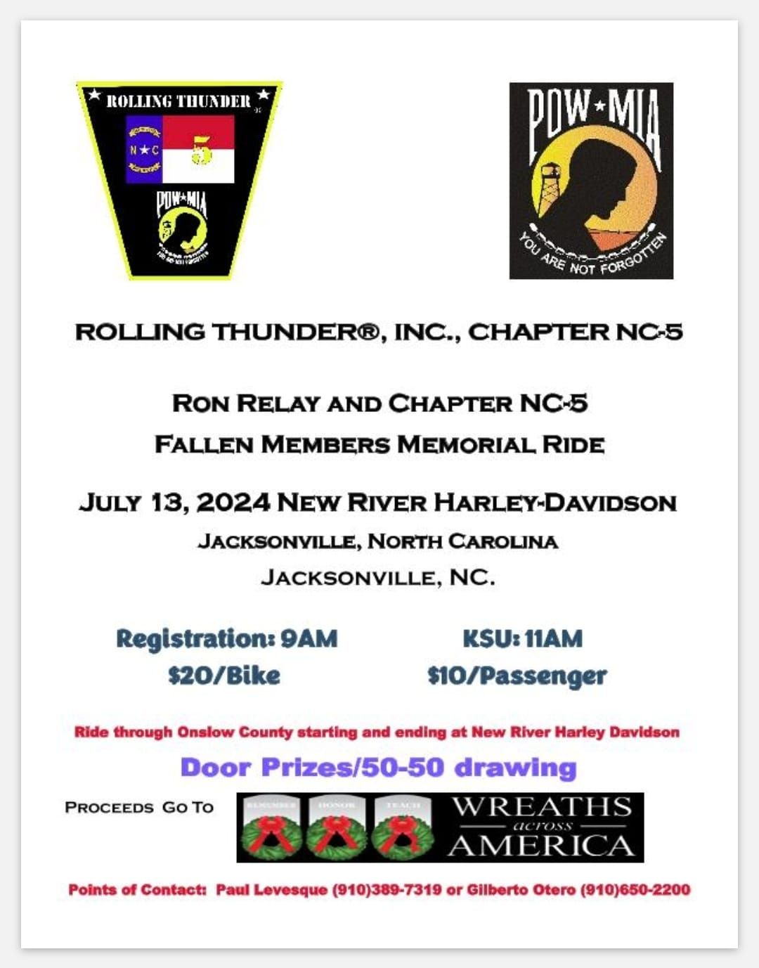 Rolling Thunder\u00ae, Inc. Chapter NC-5 Ron Relay and Fallen Members Memorial Ride