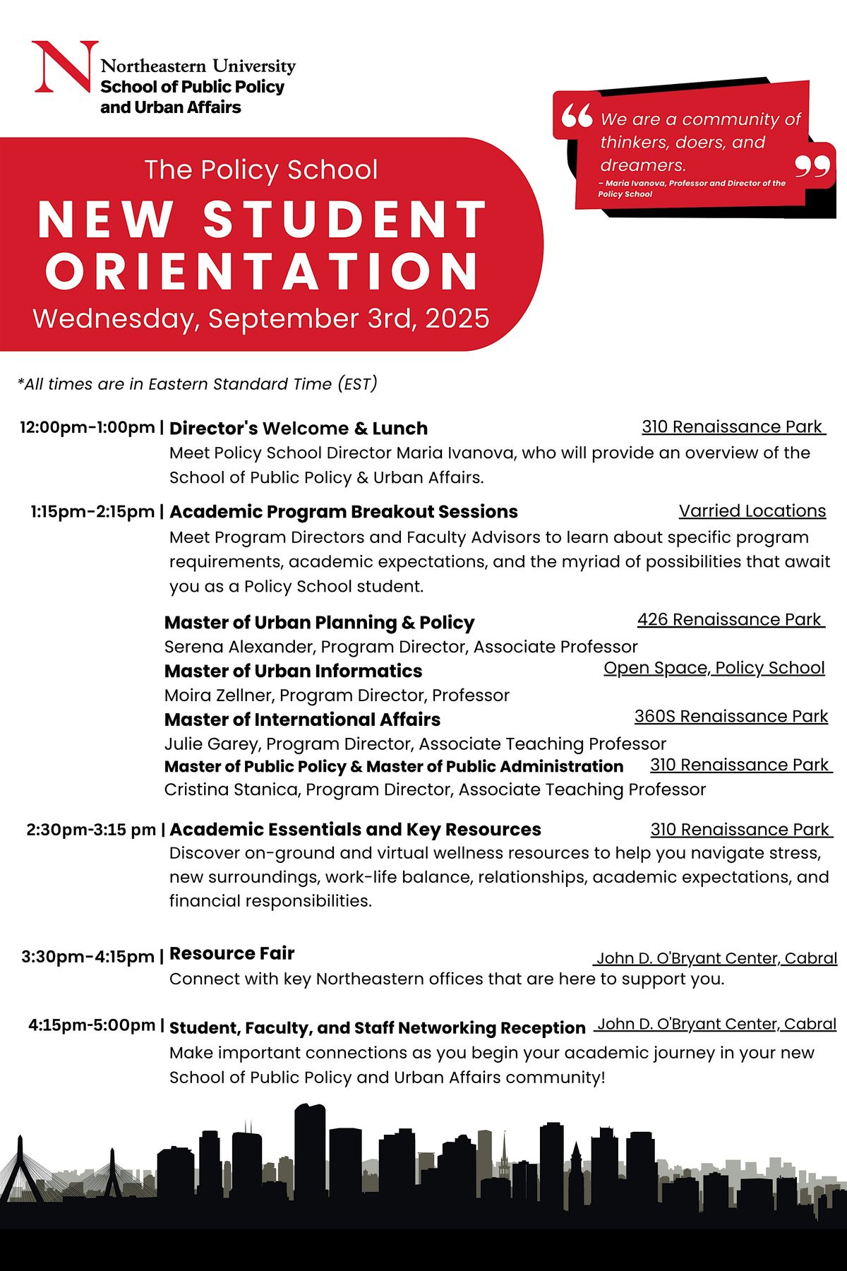 The Policy School - New Student Orientation Fall 2025