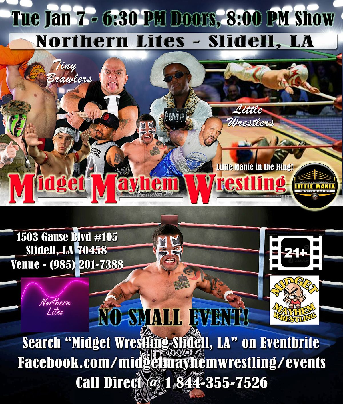 Midget Mayhem Wrestling Rips Through the Ring! Slidell LA 21+