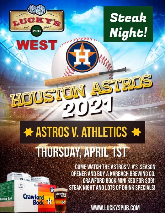 Lucky's Pub - Astros and Karbach at Luckys! Tonight at 6pm! Come