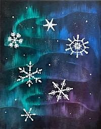 Aurora with Snowflakes Canvas Painting, a Parents Night Out