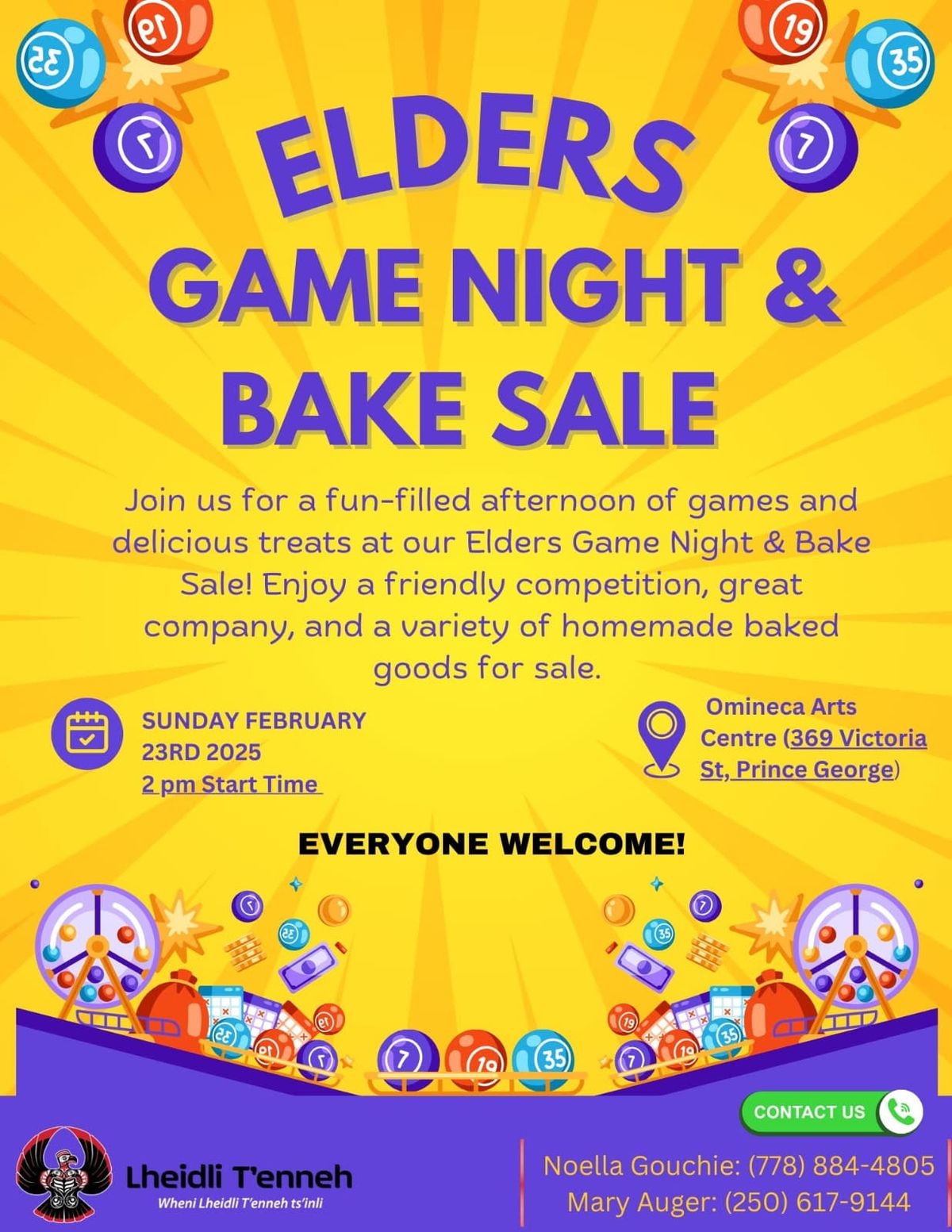 Elders Game Night ~ Everyone Welcome ~ Fundraiser for Lheidli 'Atsoo 'ink'e 'Atsiyan Elders Society