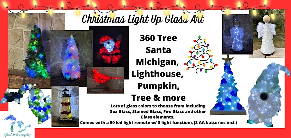 Alpena Light UP "Sea" Glass Tree  & Wood Michigan, Tree, Gnome & More