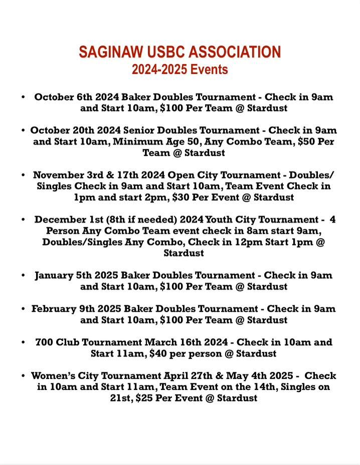 Saginaw USBC Baker Doubles Tournament #1