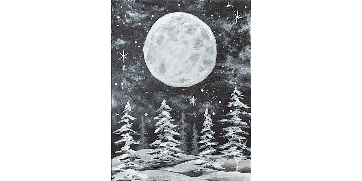 Peaceful Monochrome Night Sky Painting - Paint and Sip in New Braunfels | Classpop!\u2122