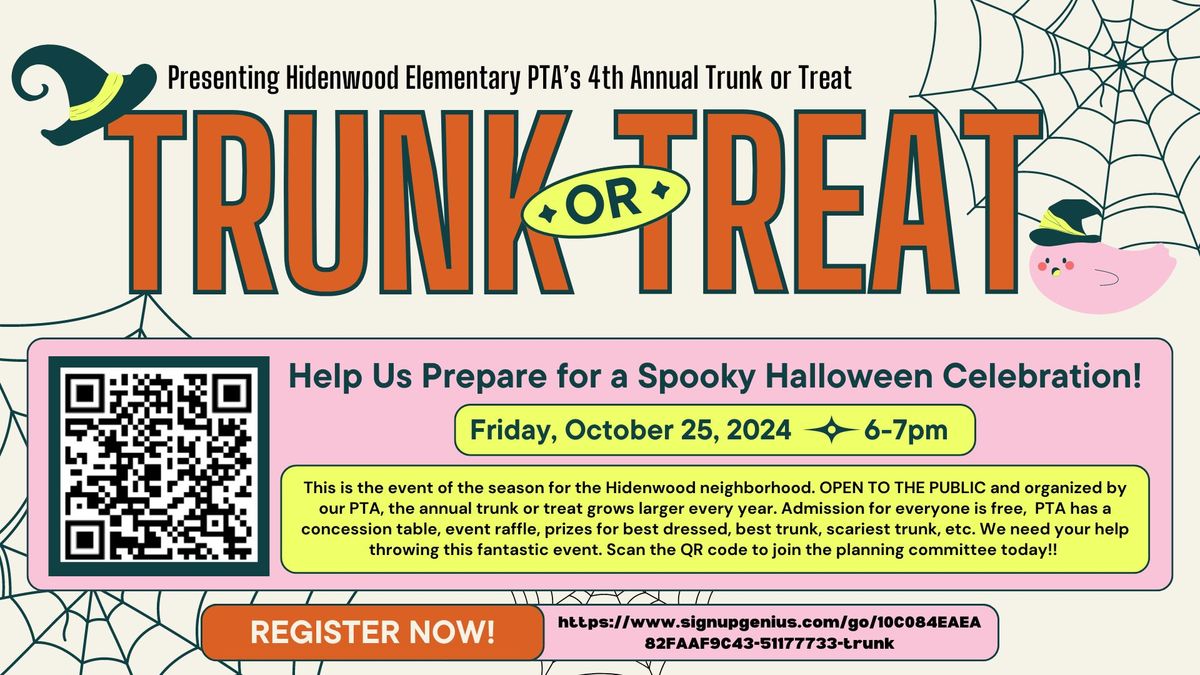 4th Annual Hidenwood Huskies PTA Trunk or Treat