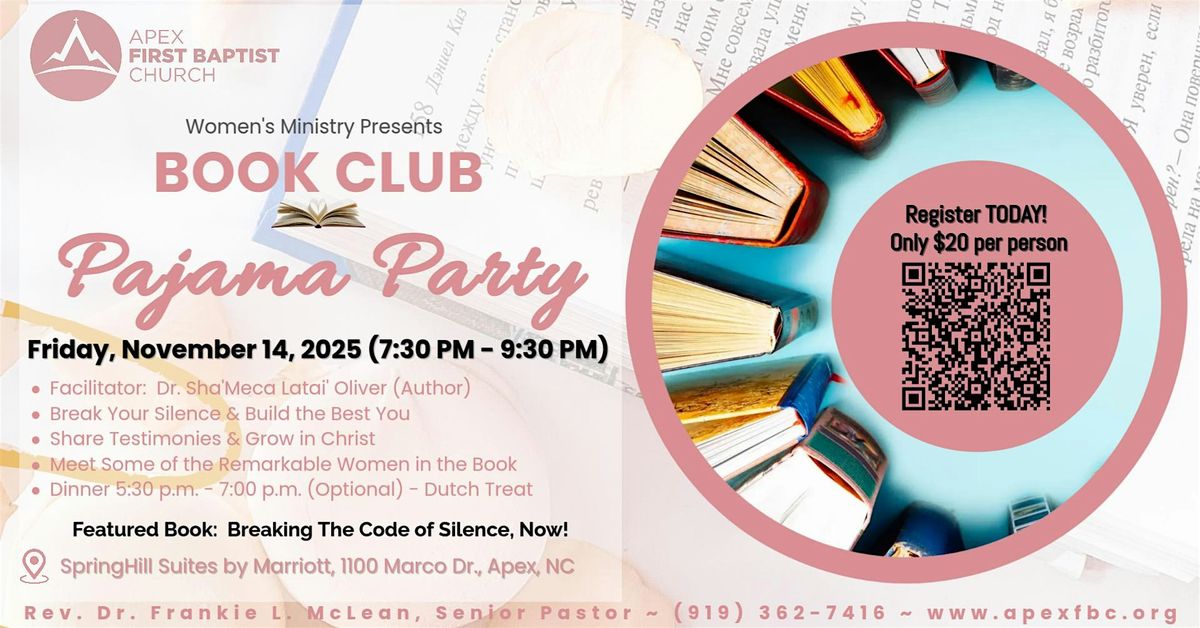 Women\u2019s Ministry Book Club Gathering:  Chat & Chew Pajama Party