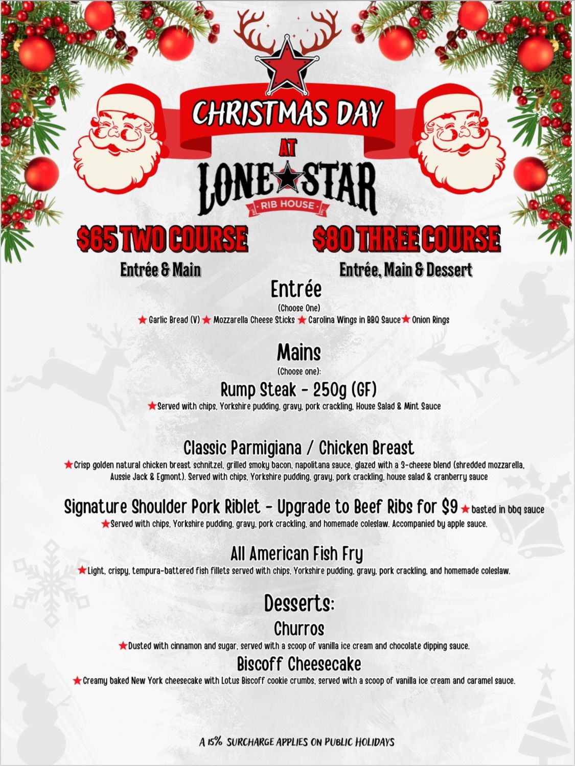 Celebrate Christmas Day at Lone Star Rib House Townsville