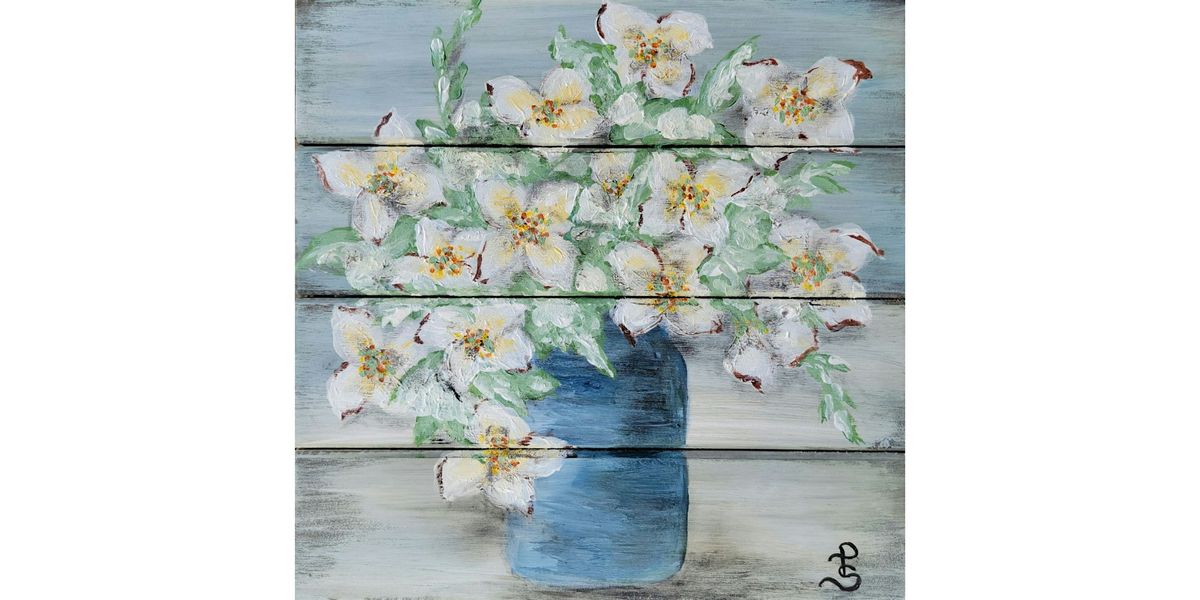 Wit Cellars, Woodinville - "Dogwood Bouquet on Wood Plaque"