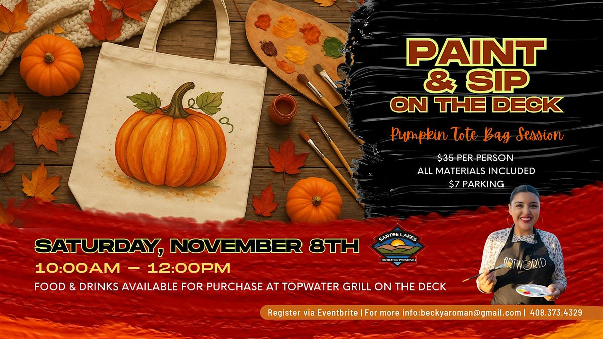 Paint & Sip on The Deck: Pumpkin Tote Bag Session