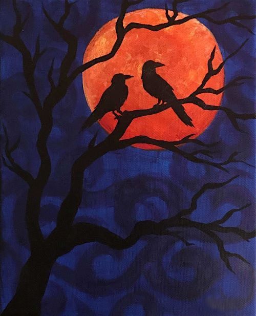 Midnight Crows Fall paint and sip painting event