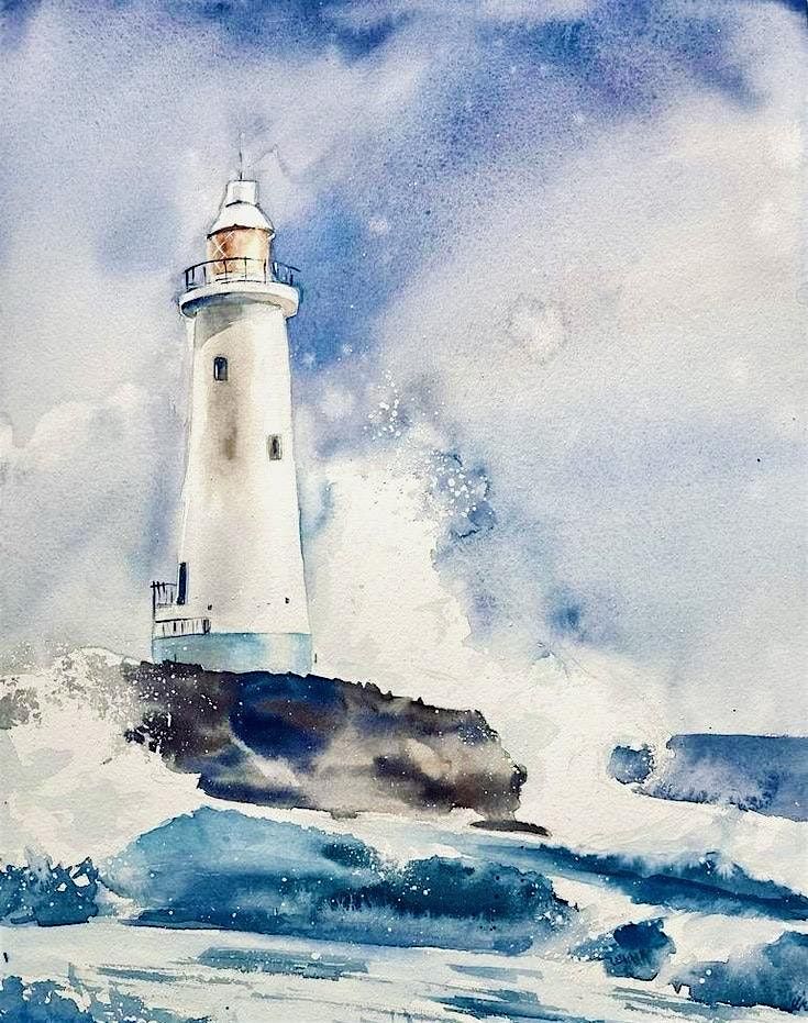 Lighthouse Seascape Paintings and Cards in Watercolors with Phyllis Gubins