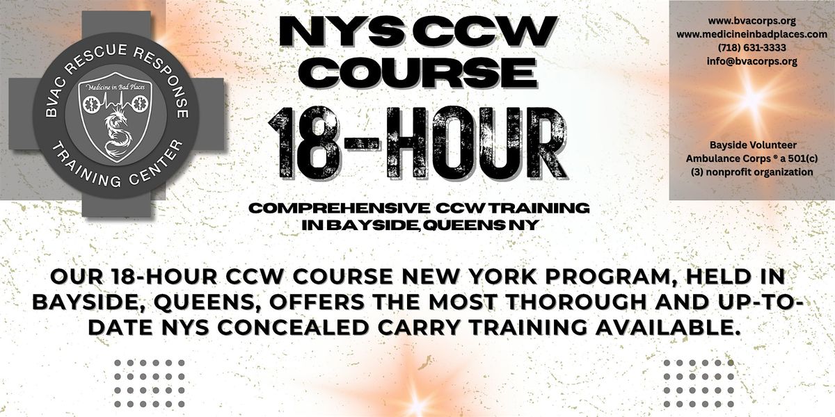 18 Hour NYS Concealed Carry Firearm Safety - CCW Class - Queens, NY
