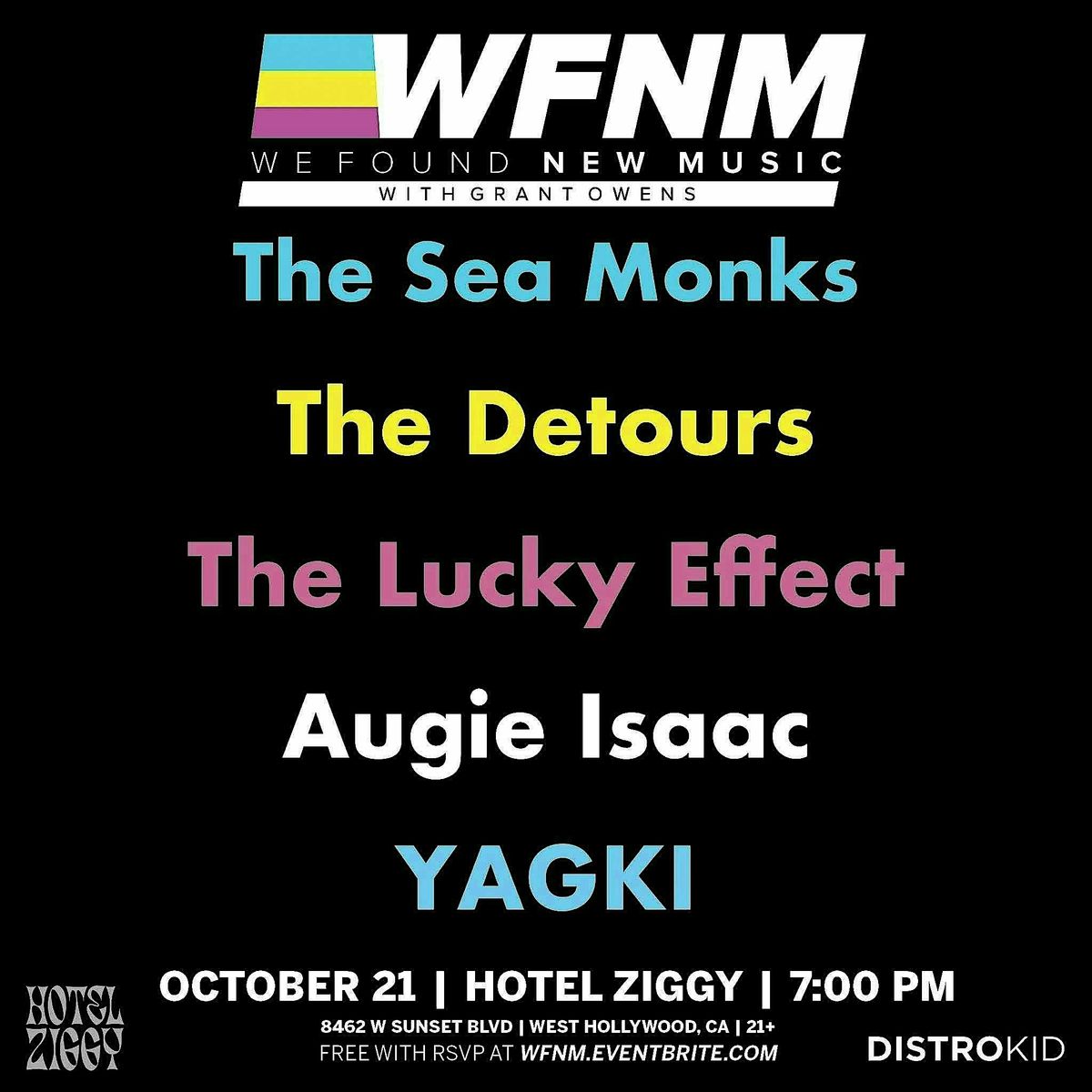 The Sea Monks, The Detours, The Lucky Effect, Augie Isaac, YAGKI