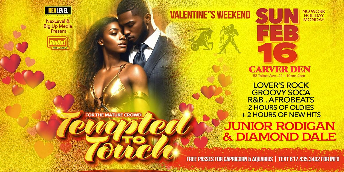 TEMPTED TO TOUCH : Valentine's Weekend Bash For The Mature Crowd CARVER DEN