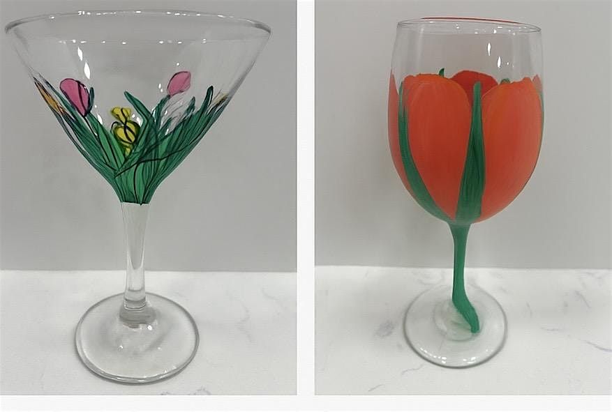 Happy hour paint wine and martini glasses