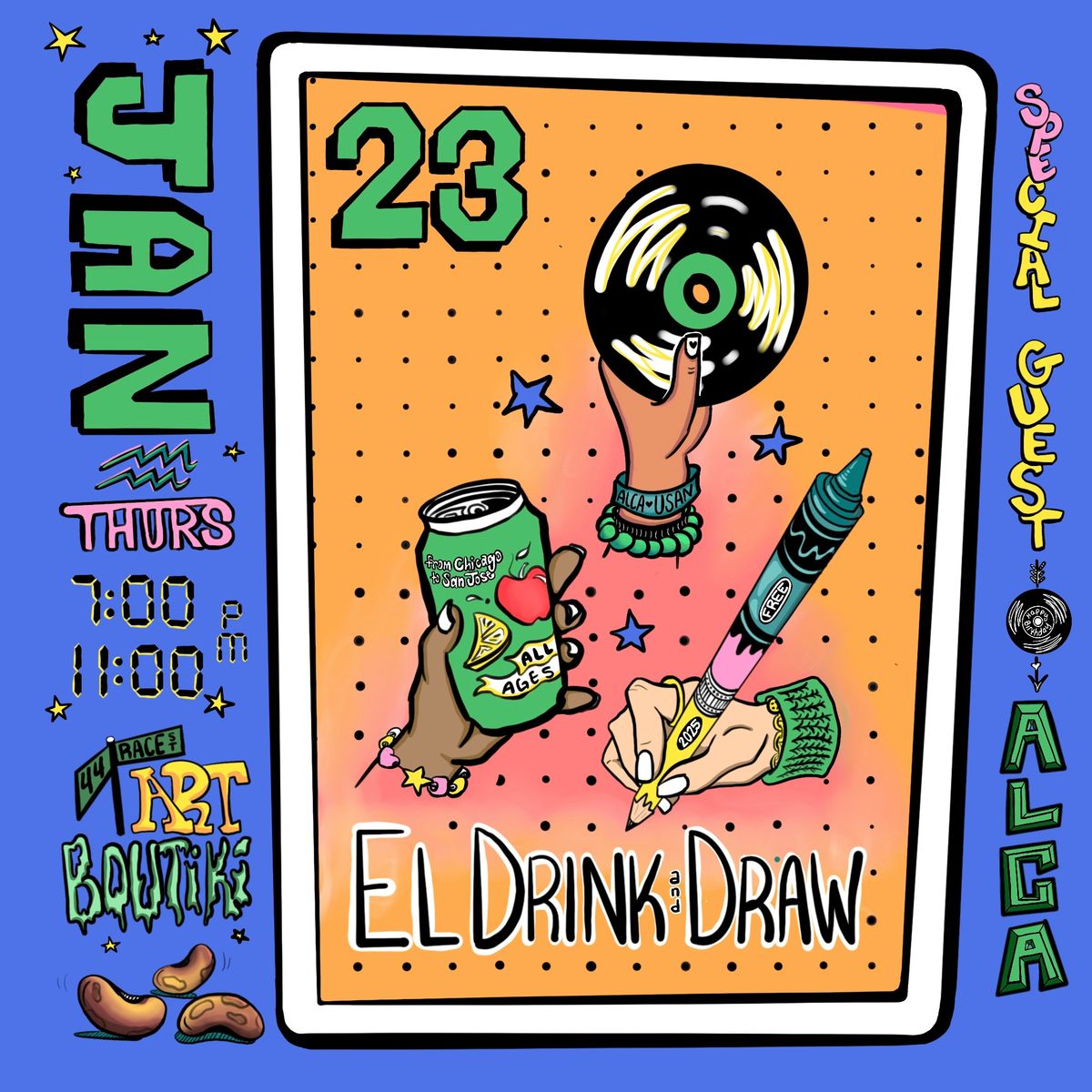 Drink and Draw -  January 2025 with guest selector Alca