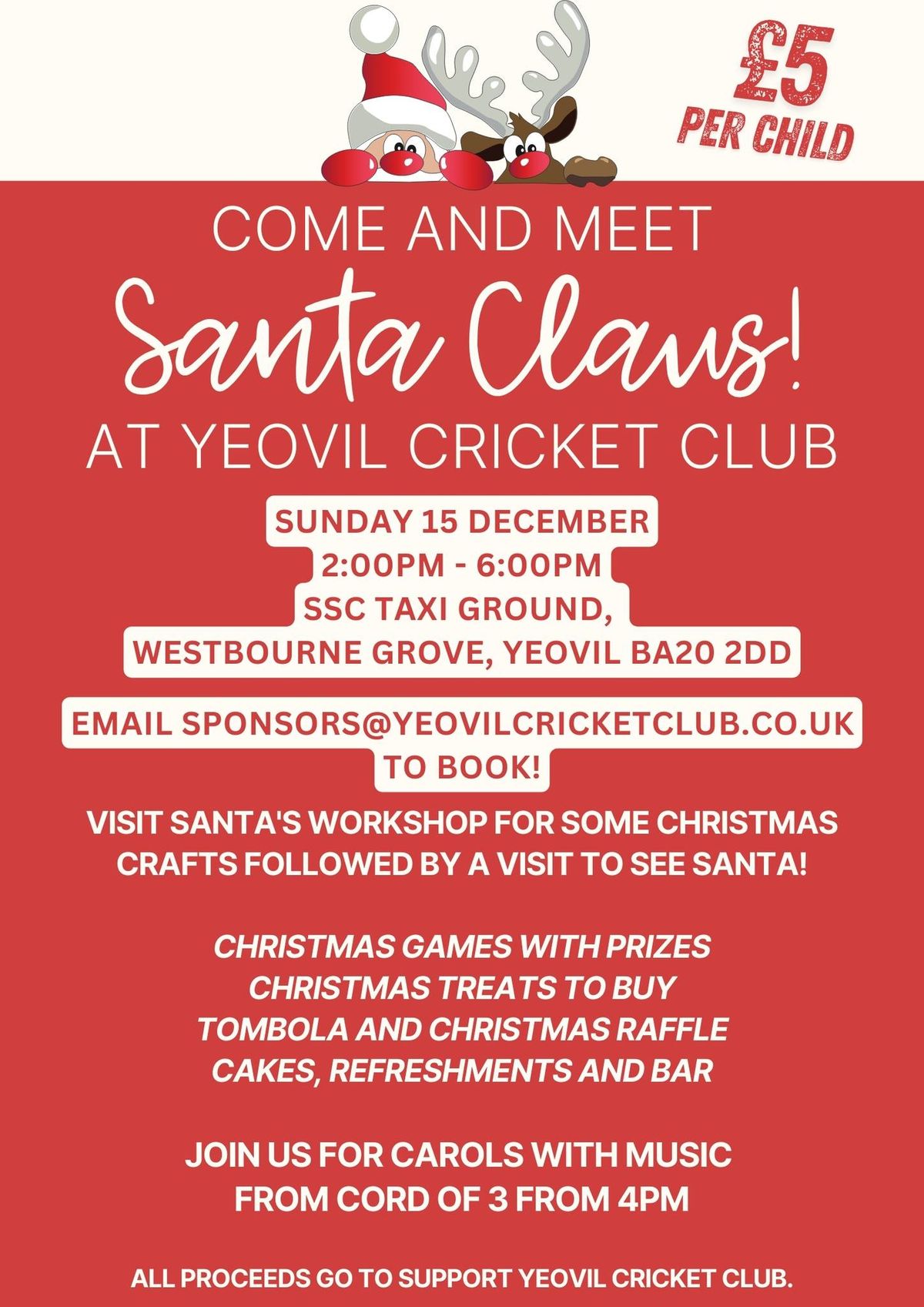 Come and Meet Santa at Yeovil Cricket Club