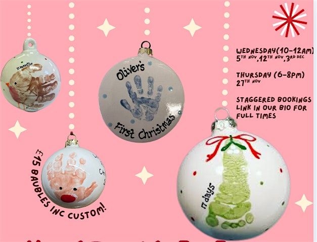 christmas eve plates and baubles- hand and footprint customs workshop
