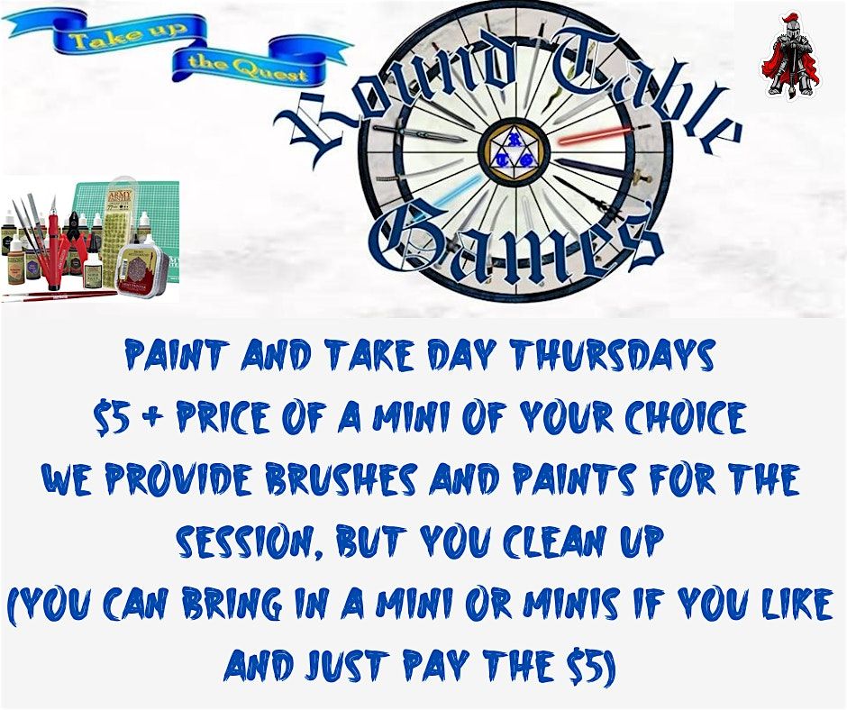 Paint and Take Thursdays at Round Table Games