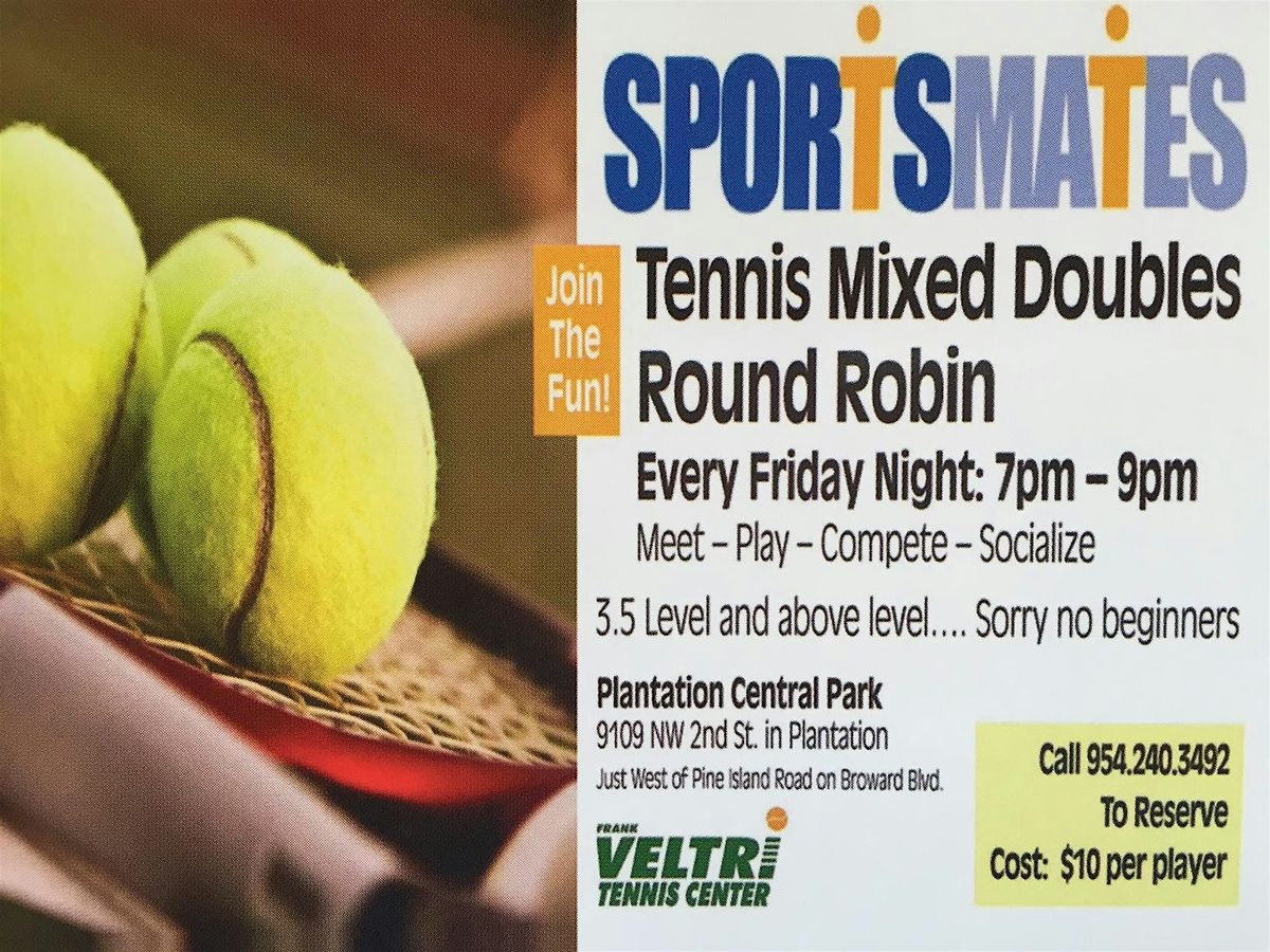 Sportsmates Tennis Friday Night Tennis Round Robin + Pizza After Tennis