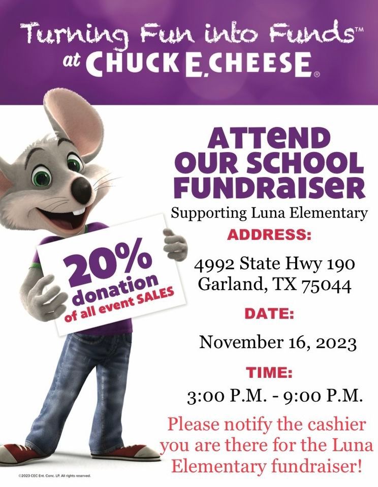 Chuck E Cheese Spirit Night