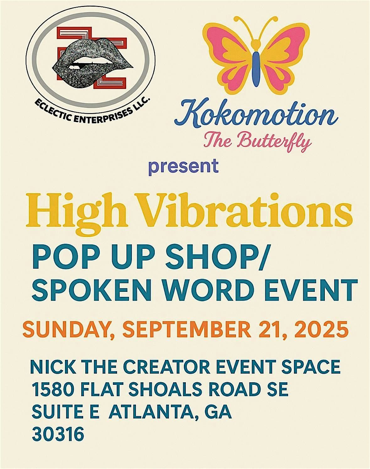 High Vibrations Pop Up Shop\/Spoken Word Event
