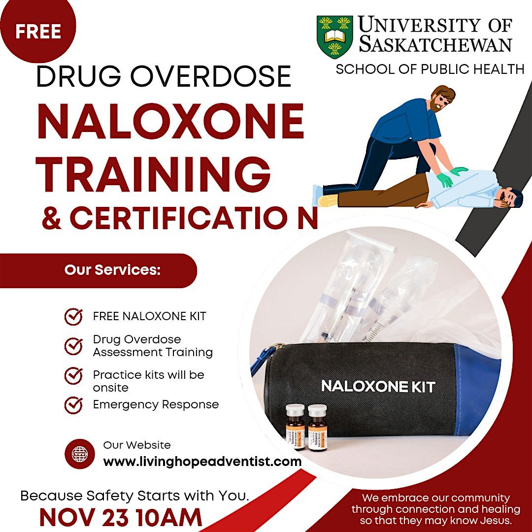 Naloxone training at Living Hope on Sunday November 23 10am-11:30am.