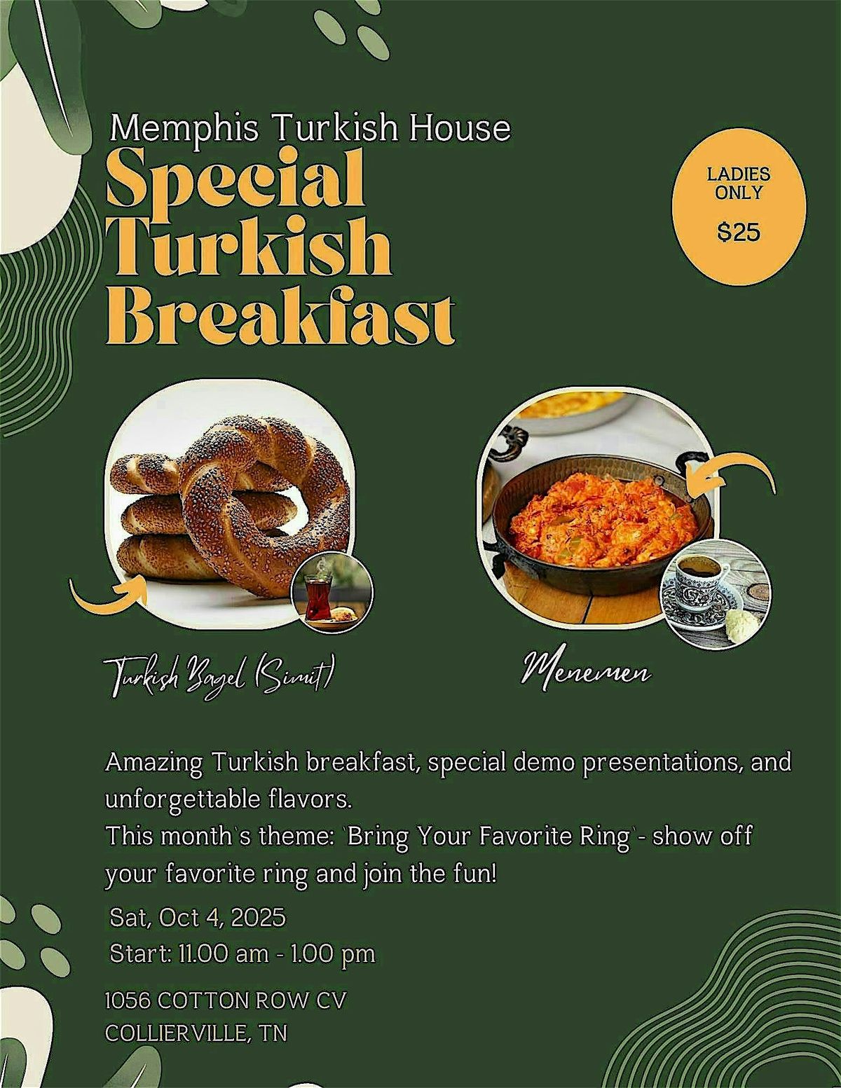 Turkish Cooking Class on Saturday, October 4th, 2025