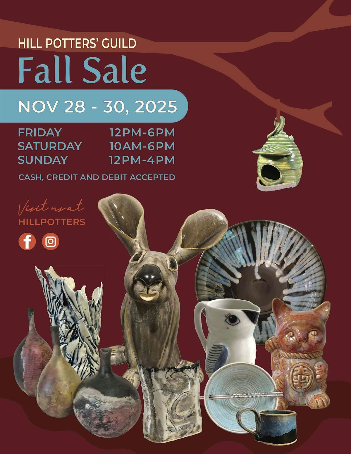 Hill Potters' Fall Pottery Sale November 28, 29 & 30 2025