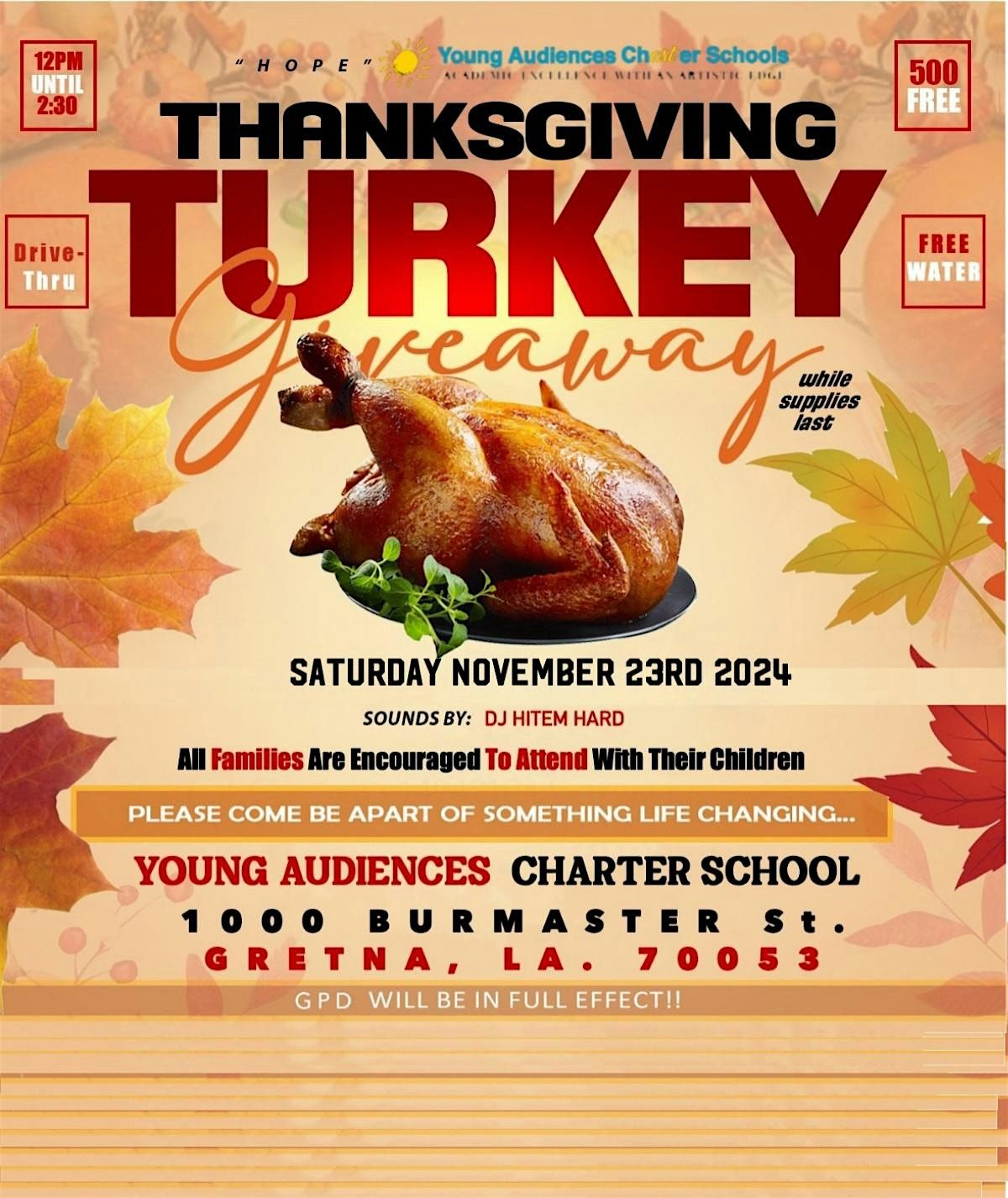 "HOPE" Annual 500 Thanksgiving Turkeys Giveaway!