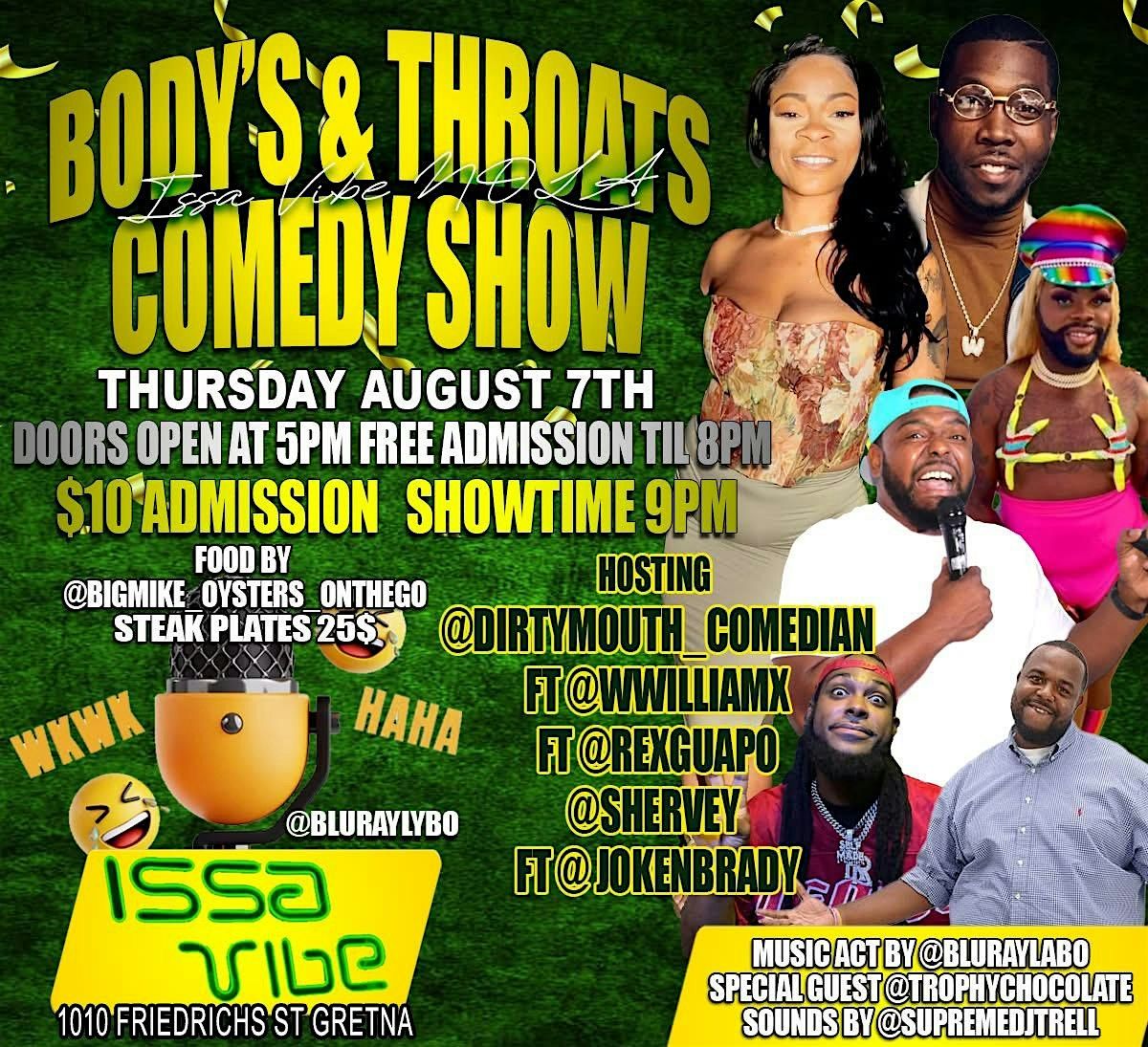 Body\u2019s & Throats Comedy Show