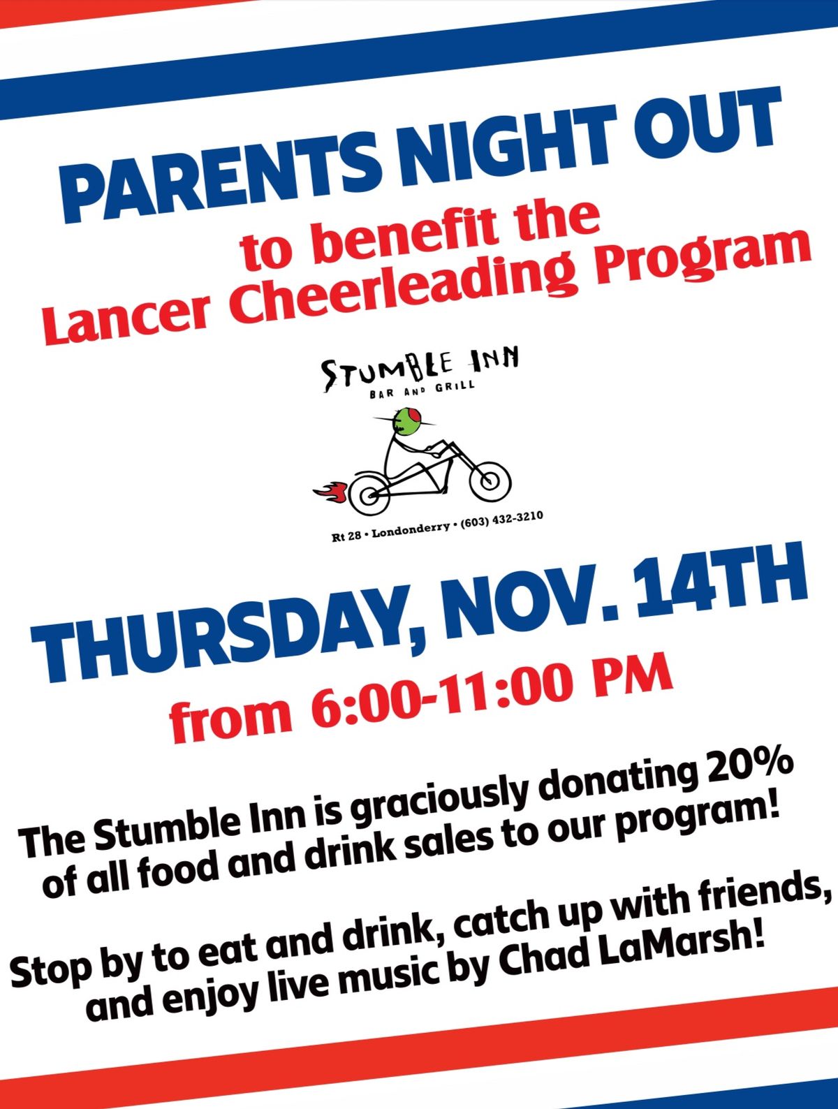 Parents Night Out to Support Lancer Cheerleading