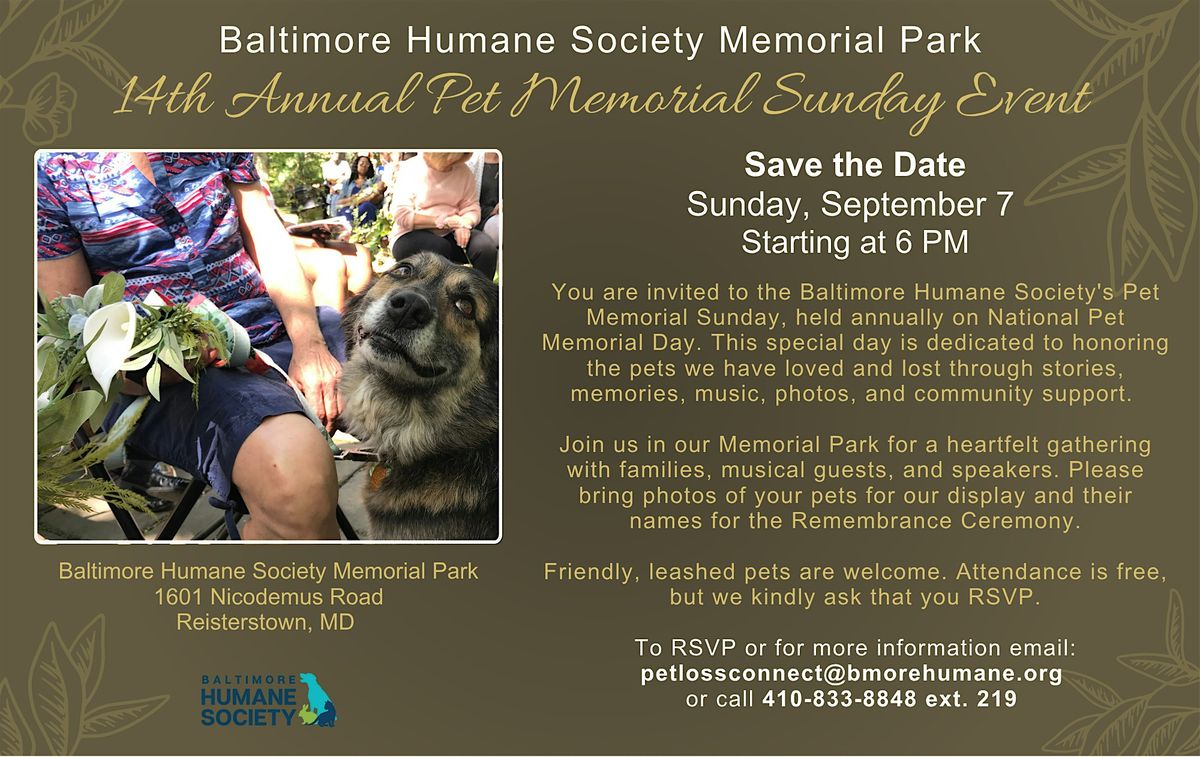 14th Annual Pet Memorial Sunday at the Baltimore Humane Society