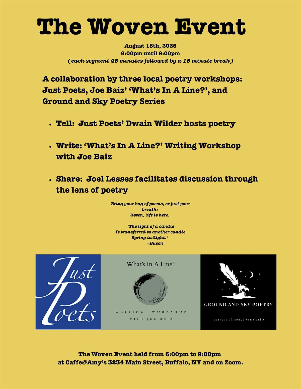 The Woven Event: Tell, Write, Share (Hybrid)