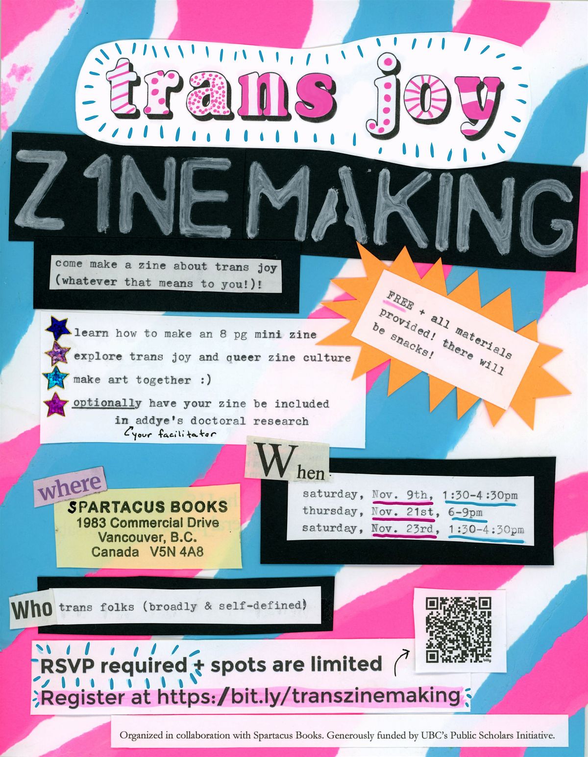 Trans Joy Zine Making Workshop!