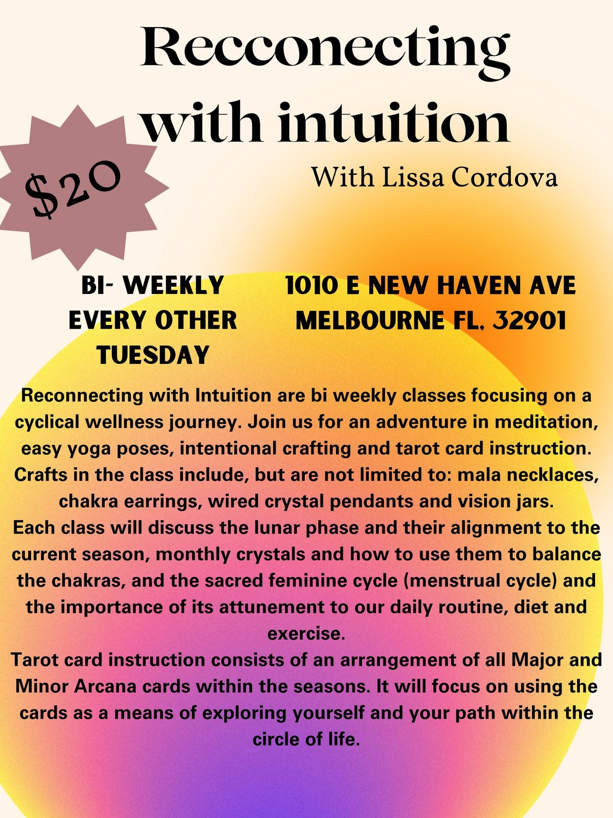 Recconecting With Intuition By Lissa Cordova (Saturday Class)