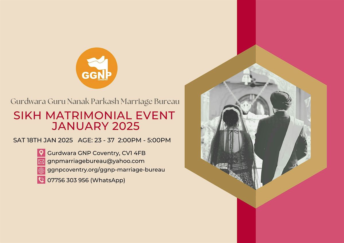 Sikh Matrimonial Event January 2025 Age 23 to 37