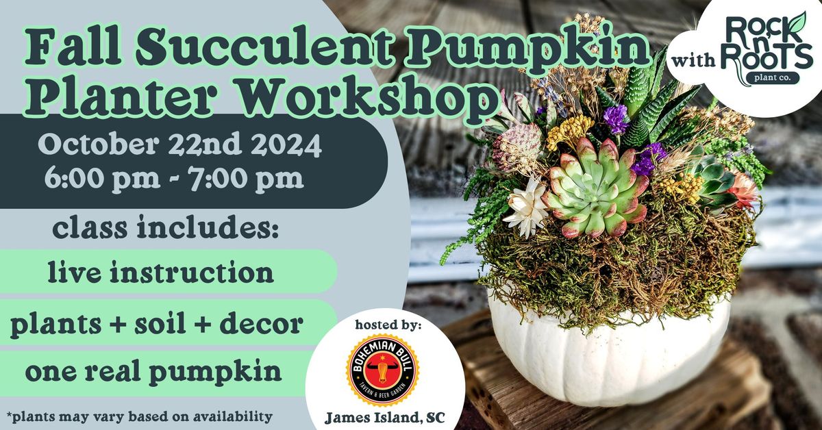 Fall Succulent Pumpkin Planter Workshop at Bohemian Bull (James Island, SC)