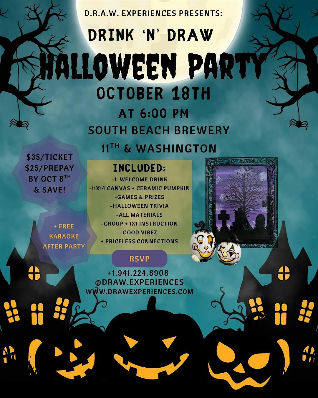 D.R.A.W. Experiences Present: Drink 'n' Draw - Halloween Paint Party