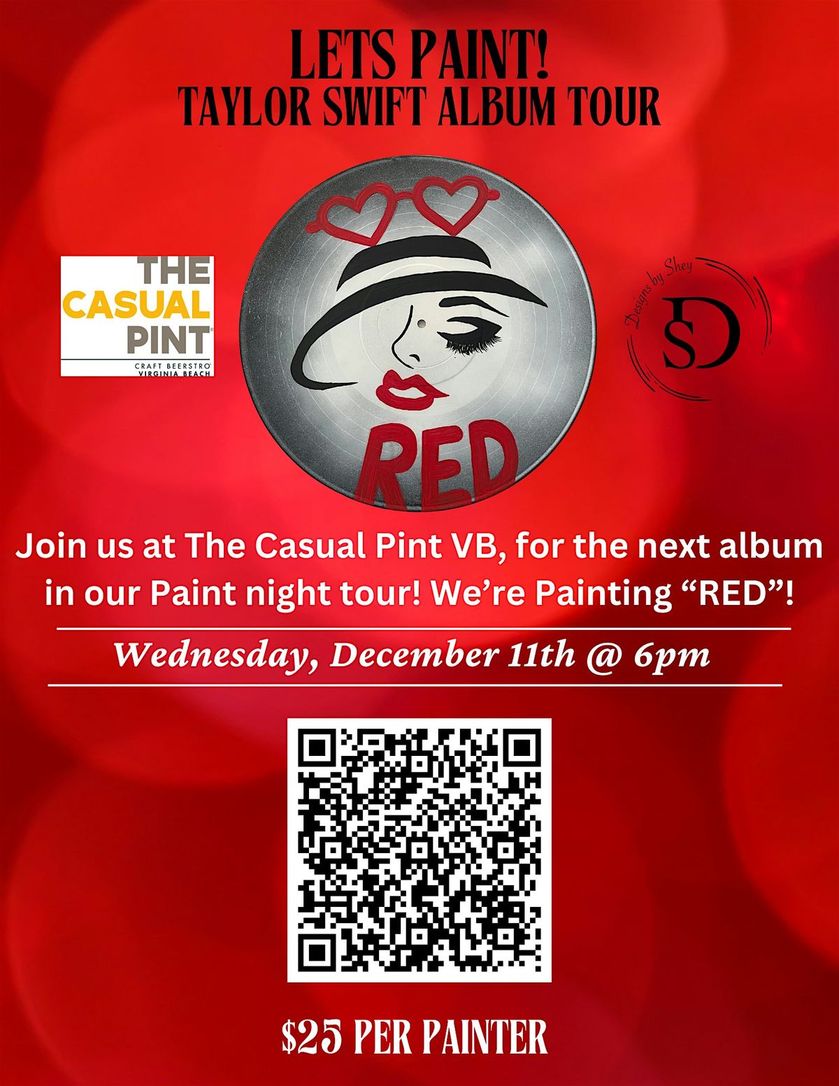 Taylor Swift "RED" Paint Night at The Casual Pint VB