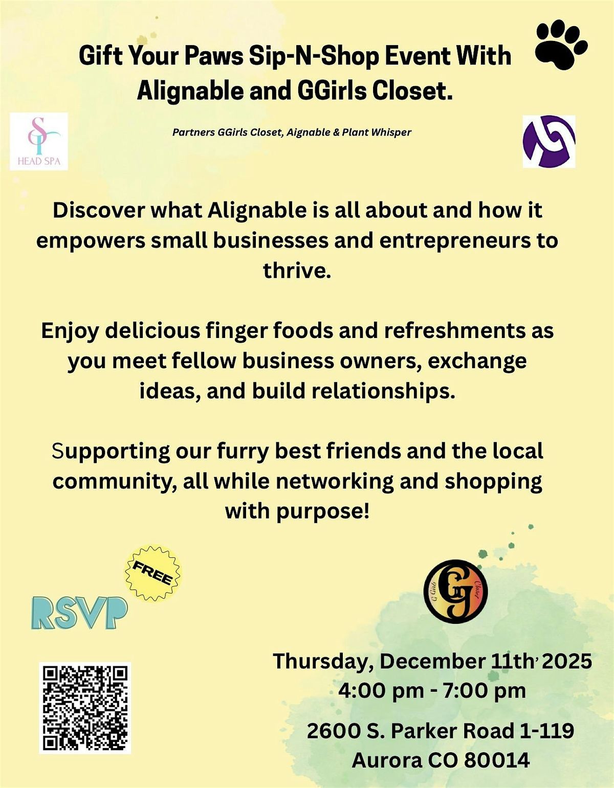 Gift Your Paws Sip-N-Shop Event With Alignable and GGirls Closet.