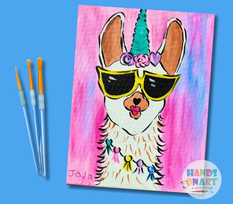 "New Year: Llamacorn" Friday, December 27th, Kids Canvas Painting! 