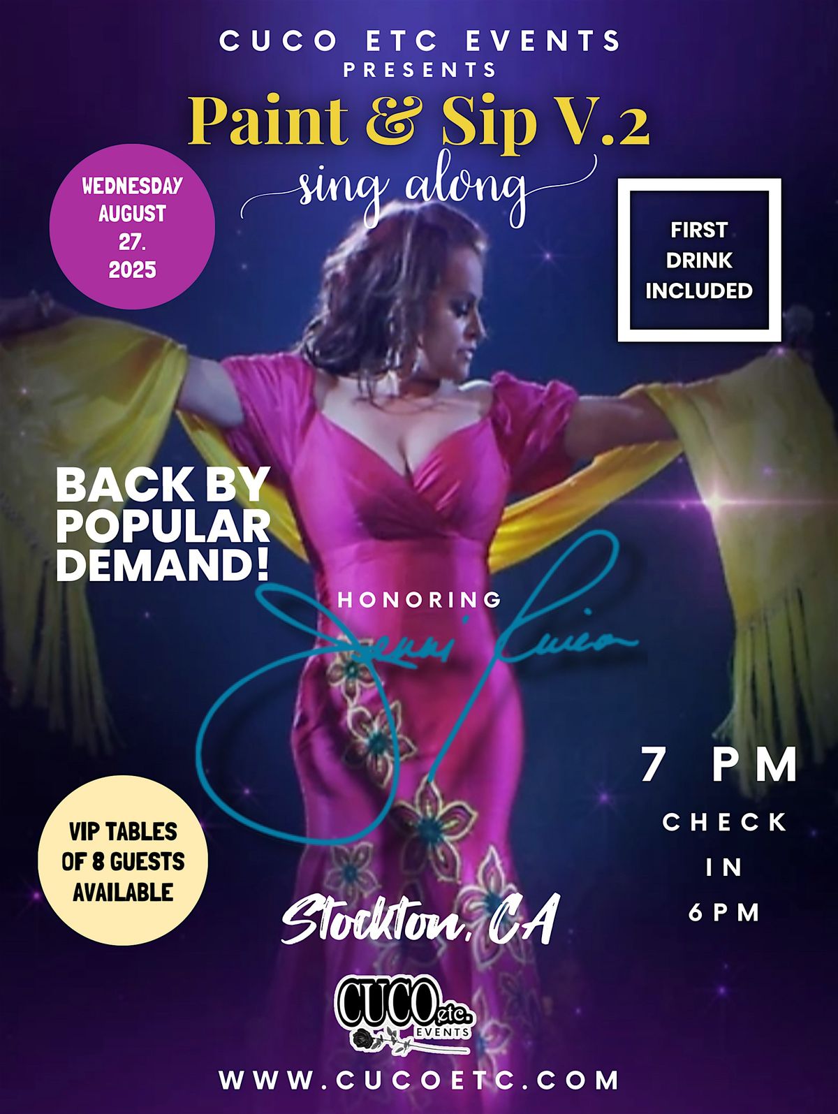 Jenni Rivera Paint & Sip 8.27.25- Stockton