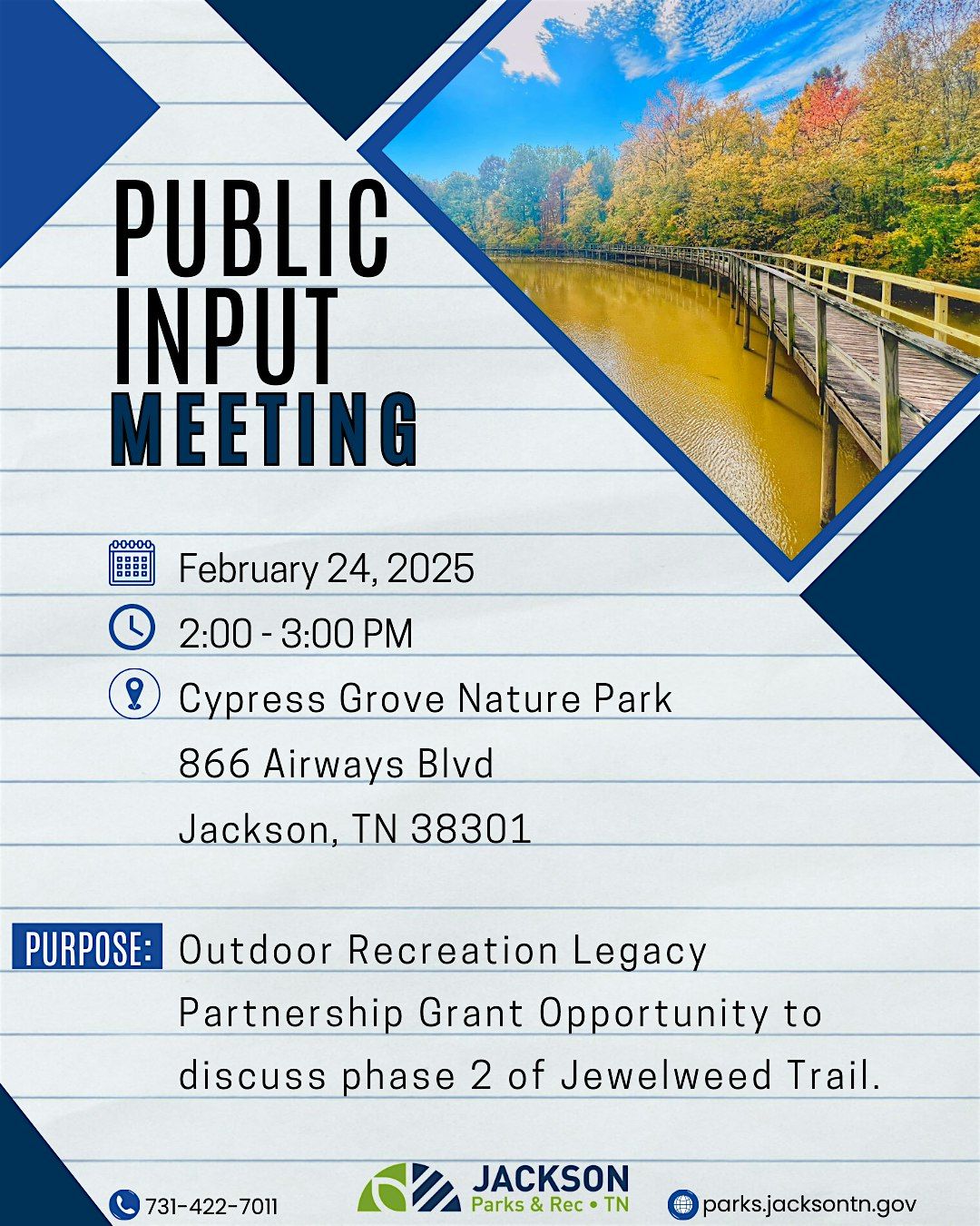 Public Input Meeting @ Cypress Grove Nature  Park