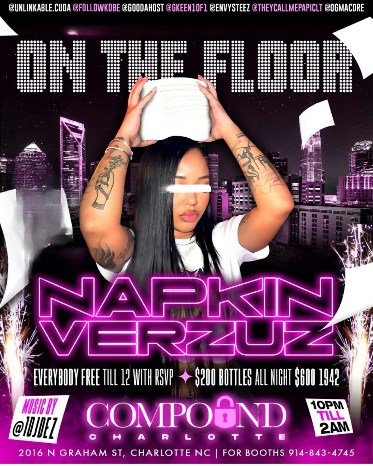 napkin warz clt! Any 3 bottles $600! $1200 2 1942! And more specials!