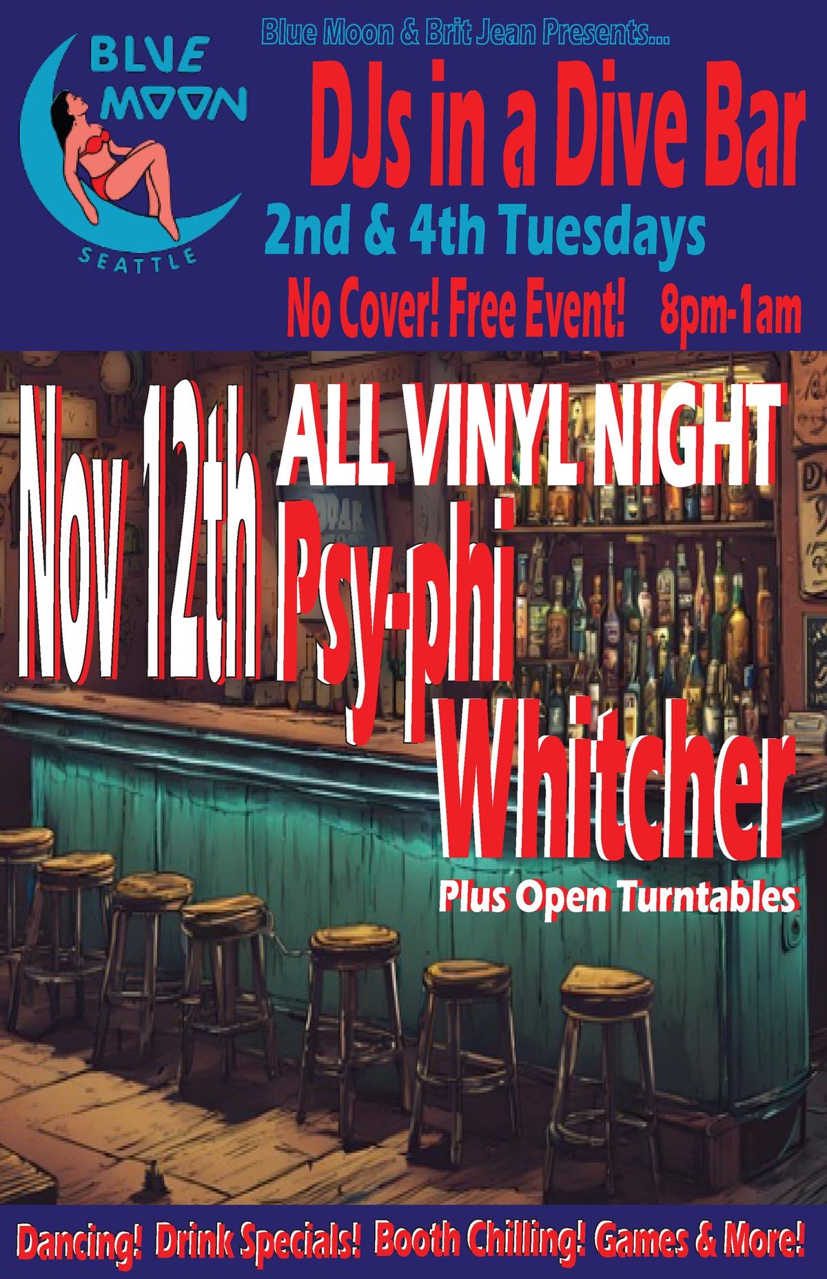 DJs in a Dive Bar - VINYL NIGHT! Psy-phi & Whitcher!