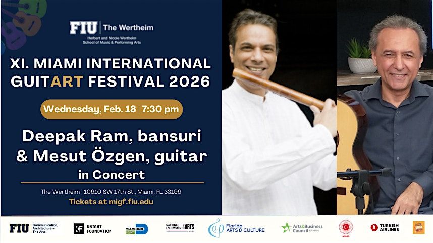 MIGF 2026 GuitART Festival: Deepak Ram, bansuri & Mesut Ozgen, guitar