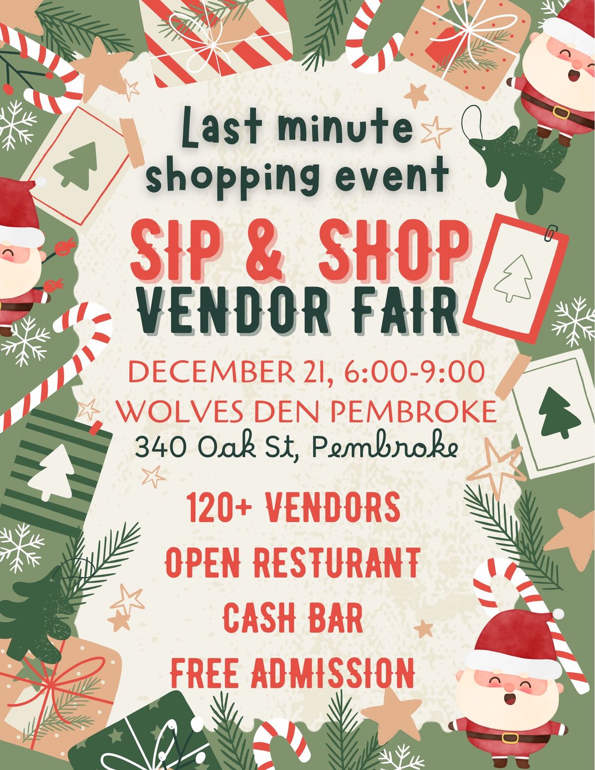 Last minute shopping event - Sip & Shop